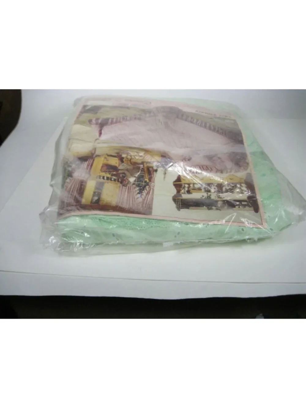 Lace Fantasy 84 in Priscilla Curtain Vintage Eyelet Green Polyester Open Pack